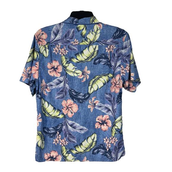 Tommy Bahama Medium Mens Hawaiian Shirt Button-Up Floral Short Sleeve Silk Blend - Picture 3 of 6